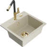 Mexen Milo granitspüle 1-beckig mit Küchenarmatur Flora, beige - 6505-69-670401-57-G