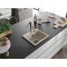Mexen Milo Granitspüle 1-beckig mit Küchenarmatur Flora, beige - 6505-69-670401-57-B