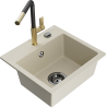 Mexen Milo Einbauspüle aus Granit 1-Becken mit Küchenarmatur Flora, beige - 6505-69-670401-57-B