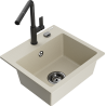 Mexen Milo Granitspüle 1-beckig mit Küchenarmatur Flora, beige - 6505-69-670401-70-B