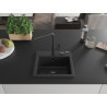 Mexen Milo Granitspüle 1-beckig mit Küchenarmatur Flora, schwarz/silber metallic - 6505-73-670401-70-B