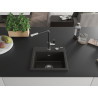 Mexen Milo Granitspüle 1-beckig mit Küchenarmatur Flora, schwarz/goldener Metallic - 6505-75-670401-07