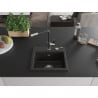 Mexen Milo Granitspüle 1-Kammer mit Küchenarmatur Flora, schwarz/gold metallic - 6505-75-670401-07