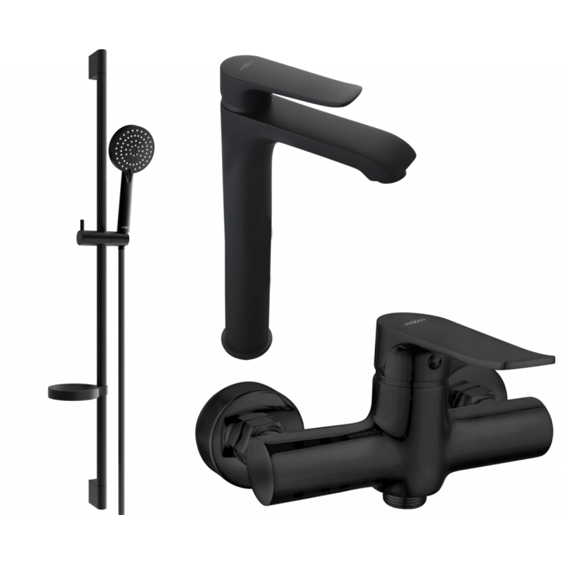 Mexen Pecos DS75 Duschset, schwarz - 72714DS75-70