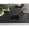 Mexen Milo Granitspüle 1-Kammer mit Küchenarmatur Flora, schwarz/gold metallic - 6505-75-670401-07-B