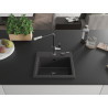 Mexen Milo 1-Kammer Granitspüle mit Küchenarmatur Flora, schwarz gesprenkelt - 6505-76-670401-07-B