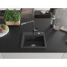 Mexen Milo Granitspüle 1-Becken mit Küchenarmatur Flora, schwarz/gold metallic - 6505-76-670401-08