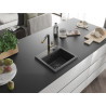 Mexen Milo 1-becken Granitspüle mit Küchenarmatur Flora, schwarz gesprenkelt - 6505-76-670401-57-B