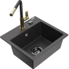 Mexen Milo 1-becken Granitspüle mit Küchenarmatur Flora, schwarz gesprenkelt - 6505-76-670401-57-B