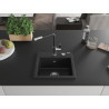 Mexen Milo Granitspüle 1-baulich mit Küchenarmatur Flora, schwarz - 6505-77-670401-07