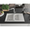 Mexen Gaspar Granitspüle 1,5-Becken mit Abtropffläche und Küchenarmatur Flora, weiß - 6507-20-670401-02