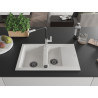 Mexen Gaspar Granitspüle 1,5-Becken mit Abtropffläche und Küchenarmatur Flora, weiß - 6507-20-670401-07-B