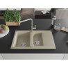 Mexen Gaspar 1,5-Kammer Granitspüle mit Abtropffläche und Küchenarmatur Flora, beige - 6507-69-670401-00
