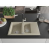 Mexen Gaspar Granitspüle 1,5-Becken mit Abtropffläche und Küchenarmatur Flora, beige - 6507-69-670401-07