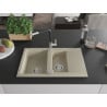 Mexen Gaspar Granitspüle 1,5-fach mit Abtropffläche und Küchenarmatur Flora, beige - 6507-69-670401-07