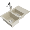 Mexen Gaspar Granitspüle 1,5-fach mit Abtropffläche und Küchenarmatur Flora, beige - 6507-69-670401-07