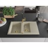 Mexen Gaspar Granitspüle 1,5 Becken mit Abtropffläche und Küchenarmatur Flora, beige - 6507-69-670401-57-G
