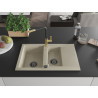 Mexen Gaspar Granitspüle 1,5-Kammer mit Abtropffläche und Küchenarmatur Flora, beige - 6507-69-670401-57-B
