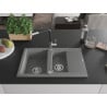 Mexen Gaspar Granitspüle 1,5-fach mit Abtropffläche und Küchenarmatur Flora, grau - 6507-71-670401-07