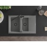 Mexen Gaspar Granitspüle 1,5-Becken mit Abtropffläche und Küchenarmatur Flora, grau - 6507-71-670401-70-B