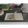 Mexen Pablo Granit-Spülbecken 1-Kammer mit Abtropffläche und Küchenarmatur Flora, Beige - 6510-69-670401-07-B