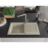 Mexen Pablo Granitspüle 1-Becken mit Abtropffläche und Küchenarmatur Flora, beige - 6510-69-670401-09