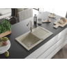 Mexen Pablo Granitspüle 1-Becken mit Abtropffläche und Küchenarmatur Flora, beige - 6510-69-670401-09