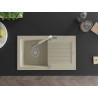 Mexen Pablo Granitspüle 1-Becken mit Abtropffläche und Küchenarmatur Flora, beige - 6510-69-670401-09