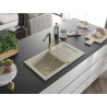 Mexen Pablo Granitspüle 1-Kammer mit Abtropffläche und Küchenarmatur Flora, beige - 6510-69-670401-57-G