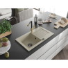 Mexen Pablo Granitspüle 1-Becken mit Abtropffläche und Küchenarmatur Flora, beige - 6510-69-670401-57-B