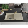 Mexen Pablo Granitspüle 1-Becken mit Abtropffläche und Küchenarmatur Flora, beige - 6510-69-670401-57-B