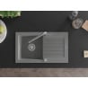 Mexen Pablo Granitspüle 1-Becken mit Abtropffläche und Küchenarmatur Flora, grau - 6510-71-670401-06