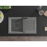 Mexen Pablo Granitspüle 1-Becken mit Abtropffläche und Küchenarmatur Flora, grau - 6510-71-670401-70-B