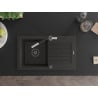 Mexen Pablo Granitspüle 1-Becken mit Abtropffläche und Küchenarmatur Flora, Schwarz/Gold Metallic - 6510-75-670401-07-B