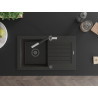 Mexen Pablo Granitspüle 1-Kammer mit Abtropffläche und Küchenarmatur Flora, schwarz/gold metallisch - 6510-75-670401-07-B