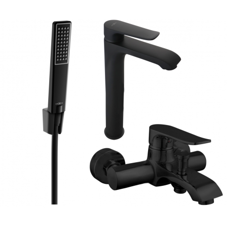 Mexen Pecos R72 Badewannen-Set, schwarz - 72713R72-70