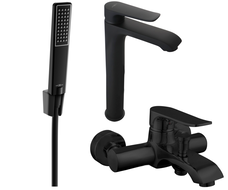 Mexen Pecos R72 Badewannen-Set, schwarz - 72713R72-70