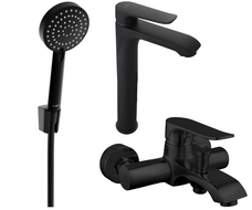 Mexen Pecos R75 Badewannen-Set, schwarz - 72713R75-70
