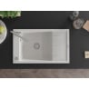 Mexen Elias Granitspüle 1-Becken mit Abtropffläche und Küchenarmatur Flora, weiß - 6511-20-670401-00