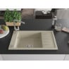 Mexen Elias Granit-Spüle 1-Becken mit Abtropffläche und Küchenarmatur Flora, beige - 6511-69-670401-00