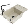 Mexen Elias Granitspüle 1-Becken mit Abtropffläche und Küchenarmatur Flora, beige - 6511-69-670401-70-B