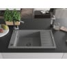 Mexen Elias Granitspüle 1-Becken mit Abtropffläche und Küchenarmatur Flora, grau - 6511-71-670401-07-B