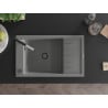 Mexen Elias Granitspüle 1-Becken mit Abtropffläche und Küchenarmatur Flora, grau - 6511-71-670401-07-B