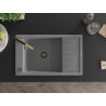 Mexen Elias Granitspüle 1-Becken mit Abtropffläche und Küchenarmatur Flora, grau - 6511-71-670401-57-B