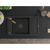 Mexen Elias Granitspüle 1-Becken mit Abtropffläche und Küchenarmatur Flora, schwarz/silber metallic - 6511-73-670401-57-B
