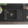 Mexen Elias Granitspüle 1-Becken mit Abtropffläche und Küchenarmatur Flora, schwarz gesprenkelt - 6511-76-670401-08