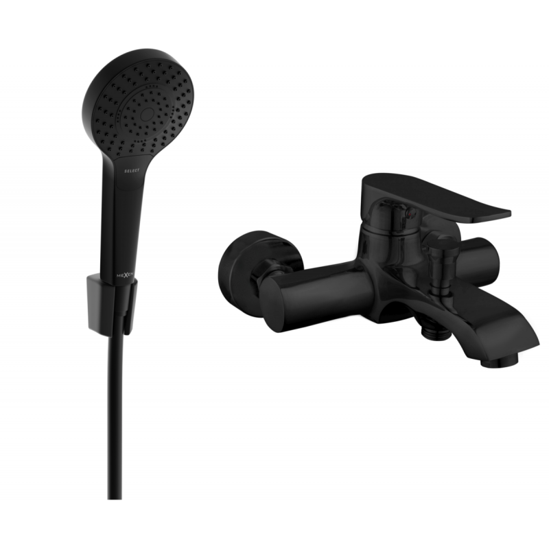 Mexen Pecos R05 Badewannenarmatur mit Duschset, schwarz - 7273R05-70