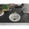Mexen Diego Granitspüle 1-Becken mit Küchenarmatur Flora, weiß - 6512-20-670401-57-B