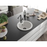 Mexen Diego Granitspüle 1-Becken mit Küchenarmatur Flora, weiß - 6512-20-670401-70-B