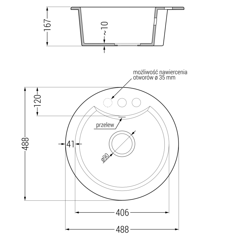 Mexen Diego Granitspüle 1-Kammer mit Küchenarmatur Flora, weiß - 6512-20-670401-70-B